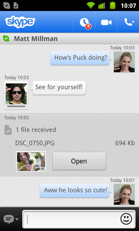 Skype для Android научился пересылать файлы